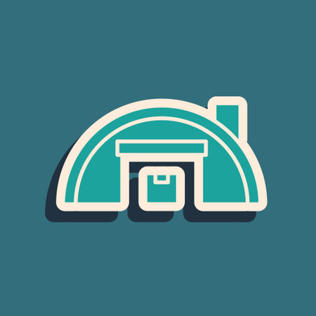 Green Warehouse icon isolated on green background. Long shadow style. Vectorのイラスト素材