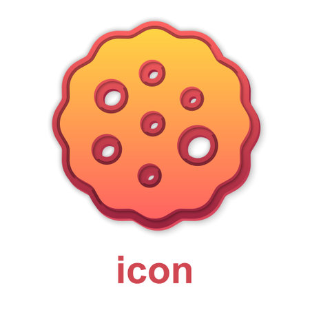 Gold Cookie or biscuit with chocolate icon isolated on white background. Vectorのイラスト素材