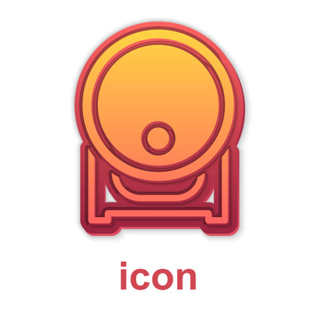 Gold Wooden barrel on rack with stopcock icon isolated on white background. Vectorのイラスト素材