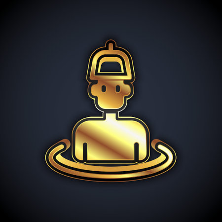 Gold Man in the sauna icon isolated on black background. Vectorのイラスト素材