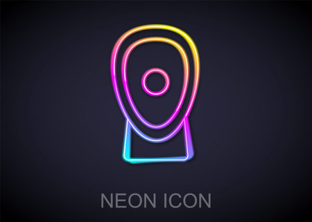 Glowing neon line Boxing training paws icon isolated on black background. Vectorのイラスト素材