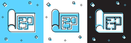 Set House plan icon isolated on blue and white, black background. Vectorのイラスト素材