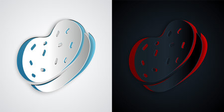 Paper cut Bath sponge icon isolated on grey and black background. Sauna sponge. Paper art style. Vectorのイラスト素材