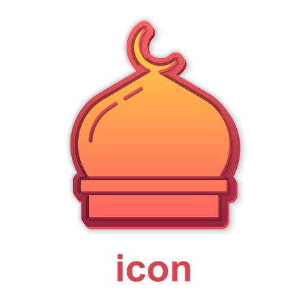 Gold Muslim Mosque icon isolated on white background. Vectorのイラスト素材