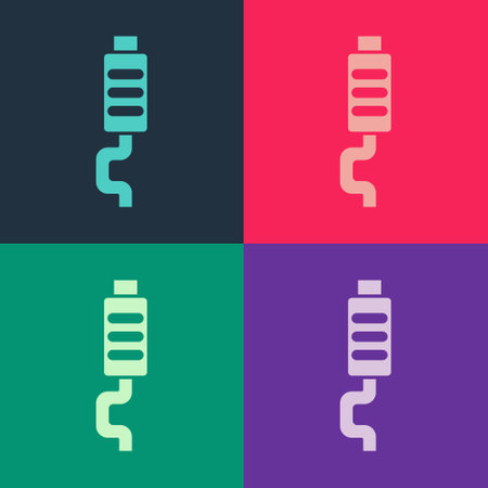 Pop art Car muffler icon isolated on color background. Exhaust pipe. Vectorのイラスト素材