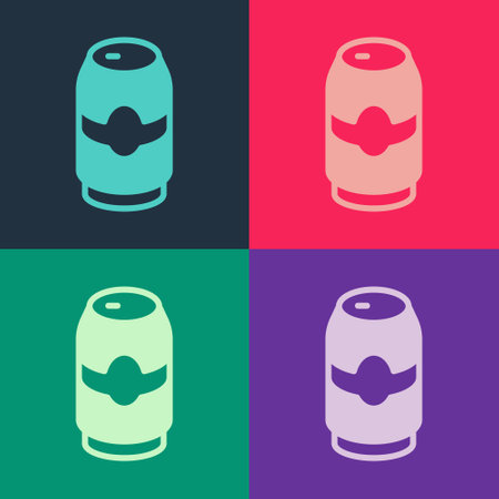 Pop art Beer can icon isolated on color background. Vectorのイラスト素材