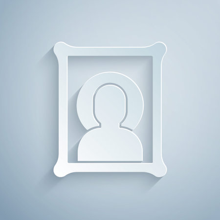Paper cut Christian icon isolated on grey background. Paper art style. Vectorのイラスト素材