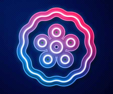 Glowing neon line Gear icon isolated on blue background. Cogwheel gear settings sign. Cog symbol. Vectorのイラスト素材