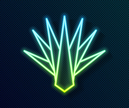 Glowing neon line Agave icon isolated on black background. Traditional Mexican plant. Vectorのイラスト素材