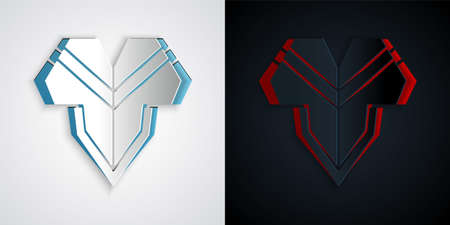 Paper cut Traditional mexican poncho clothing icon isolated on grey and black background. Paper art style. Vectorのイラスト素材