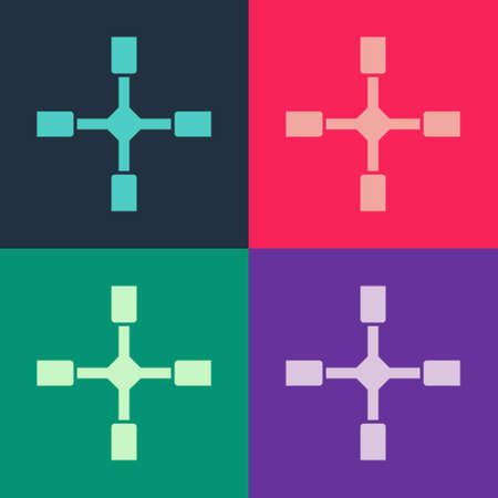 Pop art Wheel wrench icon isolated on color background. Wheel brace. Vectorのイラスト素材