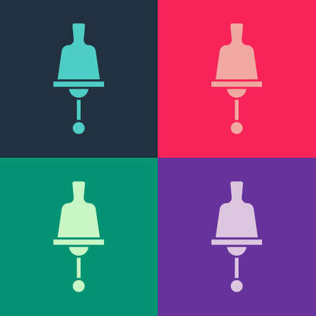 Pop art Ringing bell icon isolated on color background. Alarm symbol, service bell, handbell sign, notification symbol. Vectorのイラスト素材