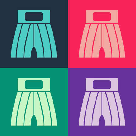 Pop art Boxing short icon isolated on color background. Vectorのイラスト素材