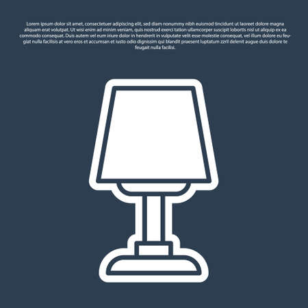 Blue line Table lamp icon isolated on blue background. Desk lamp. Vectorのイラスト素材