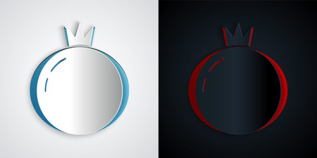 Paper cut Tomato icon isolated on grey and black background. Paper art style. Vectorのイラスト素材