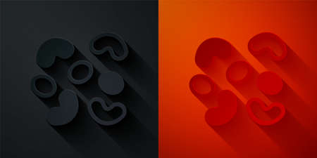 Paper cut Jelly candy icon isolated on black and red background. Paper art style. Vectorのイラスト素材