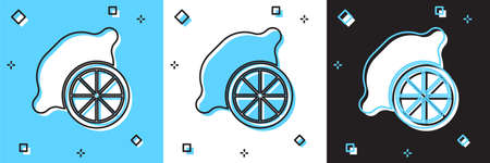 Set Lemon icon isolated on blue and white, black background. Vectorのイラスト素材
