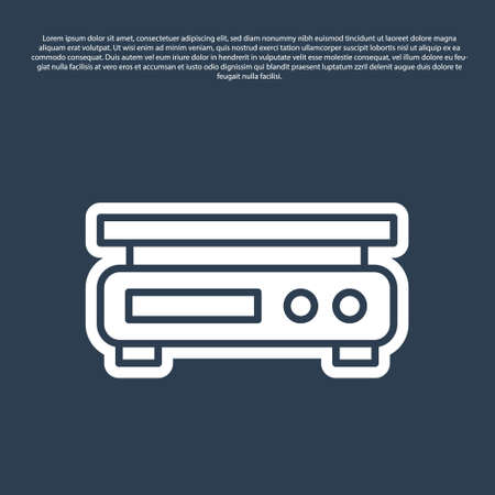 Blue line Electronic scales icon isolated on blue background. Weight measure equipment. Vectorのイラスト素材