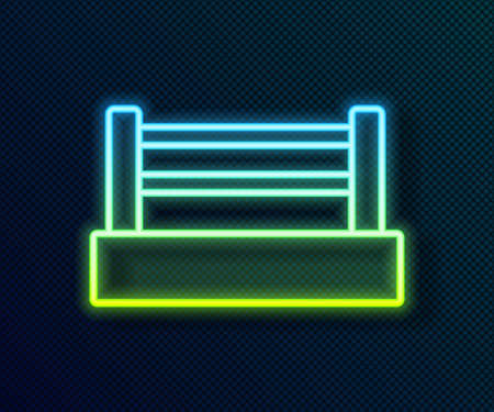 Glowing neon line Boxing ring icon isolated on black background. Vectorのイラスト素材