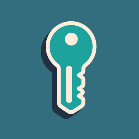 Green House key icon isolated on green background. Long shadow style. Vectorのイラスト素材