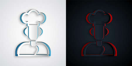 Paper cut Cook icon isolated on grey and black background. Chef symbol. Paper art style. Vectorのイラスト素材