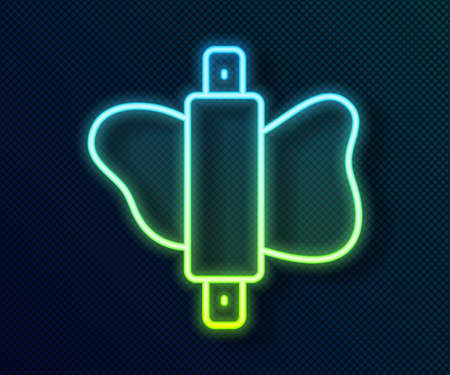 Glowing neon line Rolling pin on dough icon isolated on black background. Vectorのイラスト素材