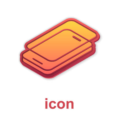 Gold Glass screen protector for smartphone icon isolated on white background. Protective film for glass. Transparent soft glass for mobile phone. Vectorのイラスト素材