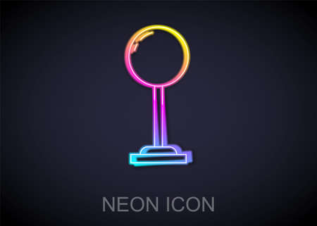 Glowing neon line Floor lamp icon isolated on black background. Vectorのイラスト素材