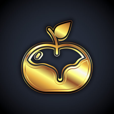 Gold Apple in caramel icon isolated on black background. Vectorのイラスト素材