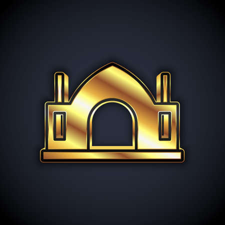 Gold Hindu spiritual temple icon isolated on black background. Vectorのイラスト素材