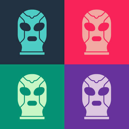 Pop art Mexican wrestler icon isolated on color background. Vectorのイラスト素材