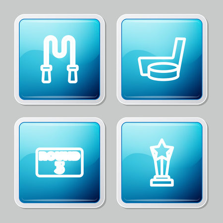Set Line Jump Rope Ice Hockey Stick And Puck Boxing Ring Board And Award Cup Icon Vectorのイラスト素材 ストックフォト 写真素材のstock Foto ストックドットフォト