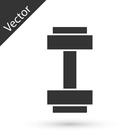 Grey Dumbbell icon isolated on white background. Muscle lifting icon, fitness barbell, gym, sports equipment, exercise bumbbell. Vectorのイラスト素材