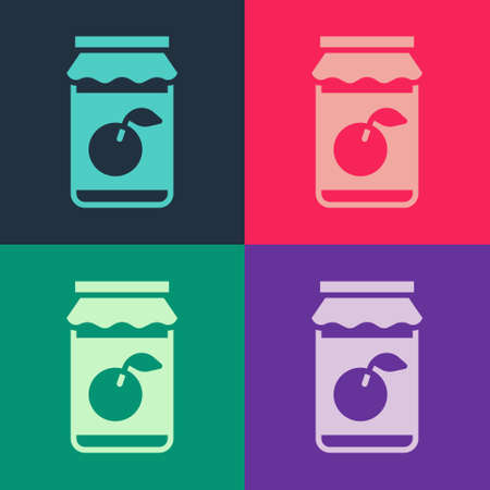 Pop art Jam jar icon isolated on color background. Vectorのイラスト素材