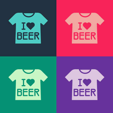 Pop art Beer T-shirt icon isolated on color background. Vectorのイラスト素材