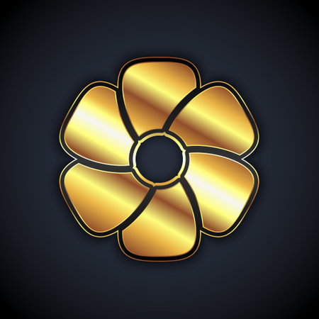 Gold Flower icon isolated on black background. Vectorのイラスト素材