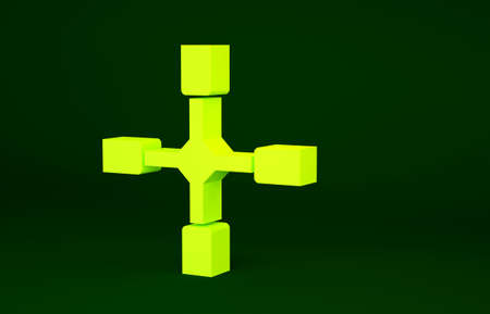 Yellow Wheel wrench icon isolated on green background. Wheel brace. Minimalism concept. 3d illustration 3D renderの写真素材