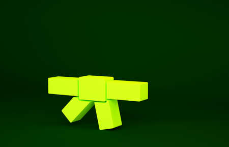 Yellow Black karate belt icon isolated on green background. Minimalism concept. 3d illustration 3D renderの写真素材