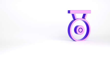 Purple Gong musical percussion instrument circular metal disc icon isolated on white background. Minimalism concept. 3d illustration 3D renderの写真素材