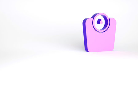 Purple Bathroom scales icon isolated on white background. Weight measure Equipment. Weight Scale...