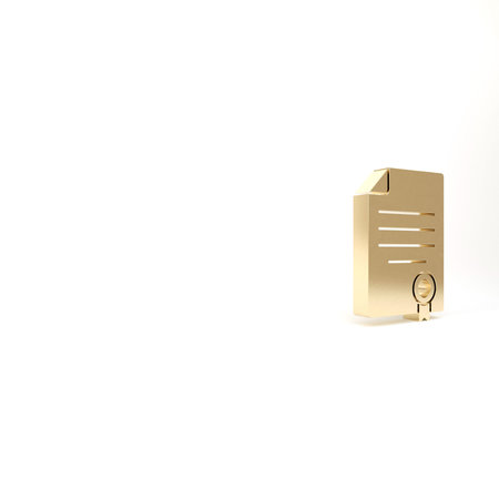 Gold House contract icon isolated on white background. Contract creation service, document formation, application form composition. 3d illustration 3D renderの写真素材