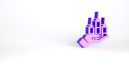 Purple Skyscraper icon isolated on white background. Metropolis architecture panoramic landscape. Minimalism concept. 3d illustration 3D renderの写真素材