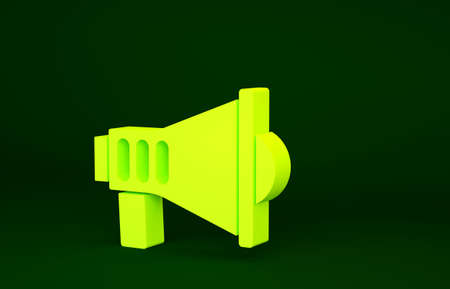 Yellow Megaphone icon isolated on green background. Speaker sign. Minimalism concept. 3d illustration 3D renderの写真素材