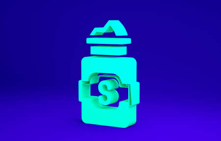Green Jar of sugar icon isolated on blue background. Minimalism concept. 3d illustration 3D render