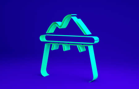 Green Bag of flour icon isolated on blue background. Minimalism concept. 3d illustration 3D renderの写真素材