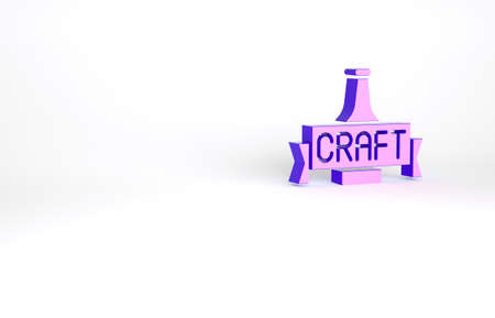 Purple Beer bottle icon isolated on white background. Minimalism concept. 3d illustration 3D renderの写真素材