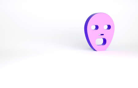 Purple Facial cosmetic mask icon isolated on white background. Cosmetology, medicine and health care. Minimalism concept. 3d illustration 3D renderの写真素材