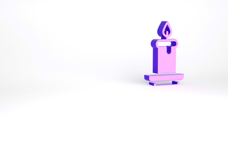 Purple Aroma candle icon isolated on white background. Minimalism concept. 3d illustration 3D renderの写真素材