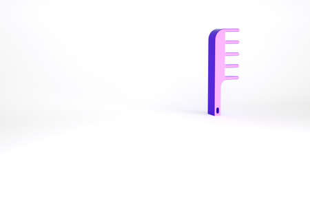 Purple Hairbrush icon isolated on white background. Comb hair sign. Barber symbol. Minimalism concept. 3d illustration 3D renderの写真素材