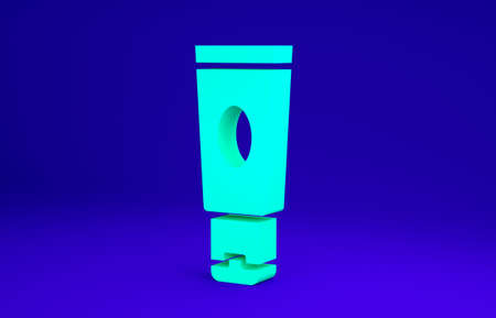 Green Cream or lotion cosmetic tube icon isolated on blue background. Body care products for woman. Minimalism concept. 3d illustration 3D renderの写真素材